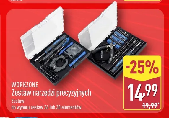 Zestaw narzędzi precyzyjnych Workzone 36-elementowy promocja w Aldi