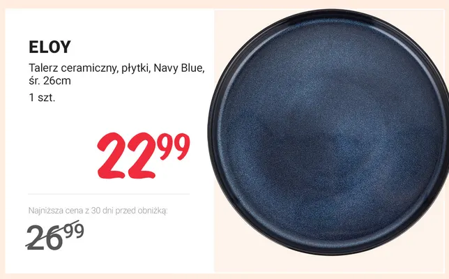 Talerz ceramiczny płytki Navy Blue śr. 26 cm Eloy promocja w Rossmann