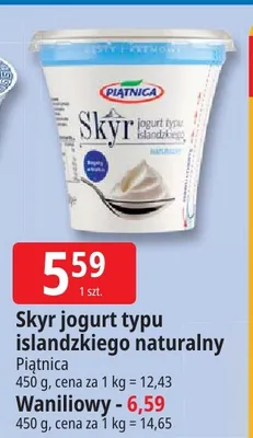 Jogurt Skyr typu islandzkiego naturalny Piątnica promocja w Leclerc