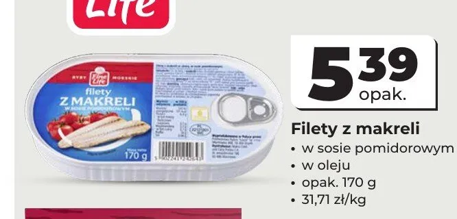Filety z makreli w sosie pomidorowym Fine Life promocja w Odido