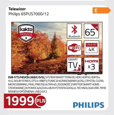 Telewizor Philips 65PUS7000/12 promocja w kakto.pl