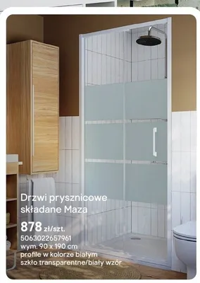 Drzwi prysznicowe składane Maza 90x190 cm promocja w Castorama