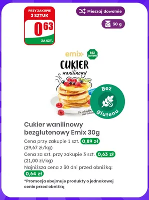 Cukier wanilinowy bezglutenowy Emix promocja w Dino