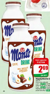 Napój Monte Drink Zott promocja w Dino