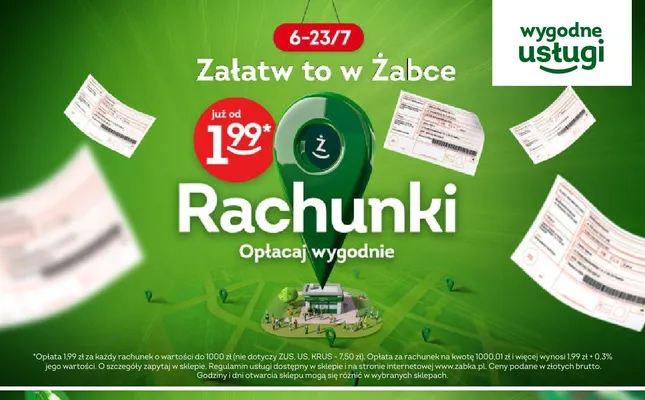 Opłata za rachunek Rachunki promocja w Żabka