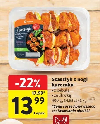 Szaszłyk z nogi kurczaka ze śliwką promocja w Intermarche