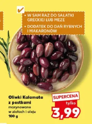 Oliwki Kalamata z pestkami marynowane w ziołach i oleju promocja w Kaufland