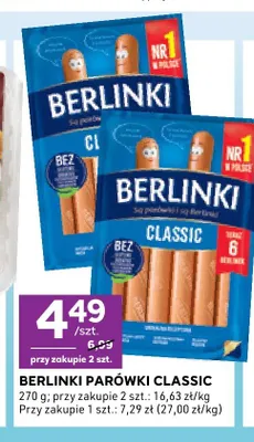 Parówki Berlinki Classic promocja w Stokrotka