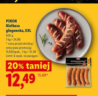 Kiełbasa głogowska XXL Pikok promocja w Lidl