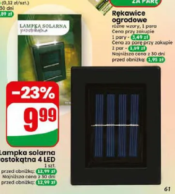 Lampka solarna ścienna prostokątna 4 LED promocja w Dino