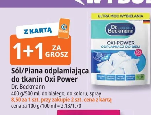Sól odplamiająca do tkanin Dr. Beckmann Oxi-Power promocja w Leclerc