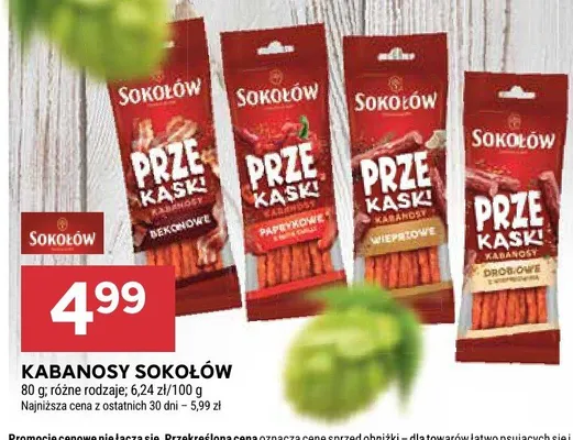 Kabanosy Sokołów Prze Kąsk! Drobiowe promocja w Stokrotka