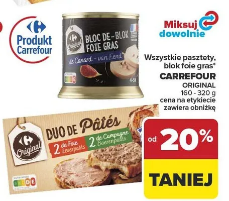 Pasztety, blok foie gras original promocja w Carrefour Market
