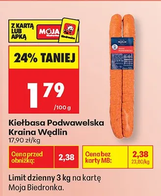 Kiełbasa Podwawelska Kraina Wędlin promocja w Biedronka