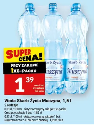 Woda Skarb Życia Muszynia, 1,5 l promocja w Twój Market