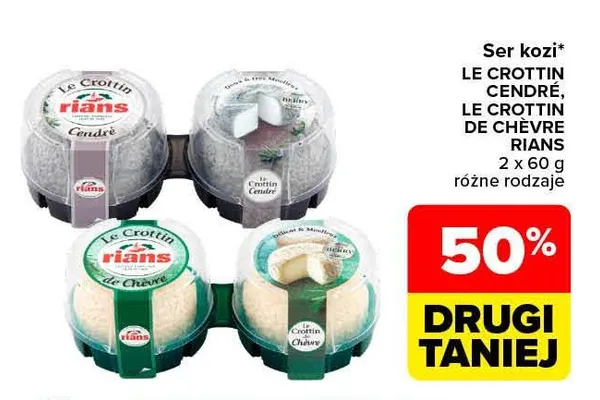Ser kozi Le Crottin de Chèvre 2-pak Rians promocja w Carrefour