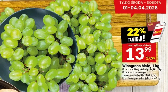 Winogrono białe, 1 kg promocja w Twój Market
