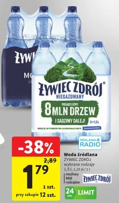 Woda źródlana niegazowana wybrane rodzaje promocja w Intermarche