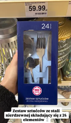 Zestaw sztućców ze stali nierdzewnej 24 elementy promocja w Dino