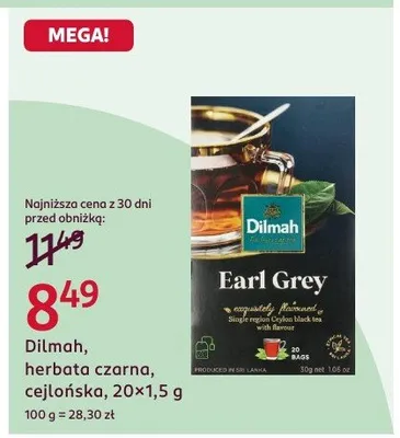 Herbata czarna cejlońska, 20x1,5g promocja w Rossmann