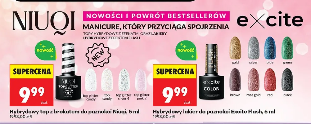 Hybrydowy top z brokatem do paznokci promocja w Biedronka