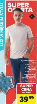 Spodnie męskie TEX różne kolory, T-shirt męski promocja w Carrefour