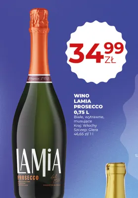 Wino musujące Lamia Prosecco promocja w Duży Ben