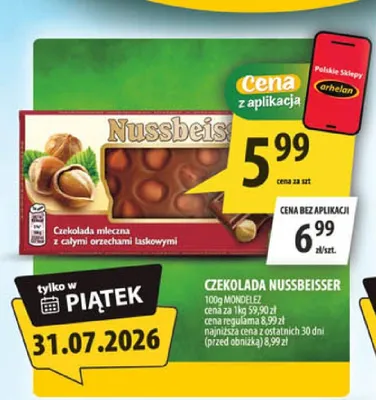 Czekolada Nussbeisser z całymi orzechami laskowymi promocja w Arhelan
