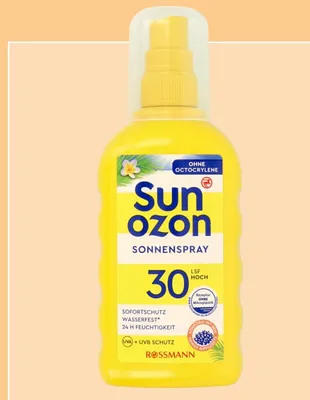 Spray przeciwsłoneczny Sunozon wodoodporny UVA+UVB SPF 30 promocja w Rossmann
