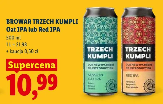 Piwo Trzech Kumpli Red IPA promocja w Lidl