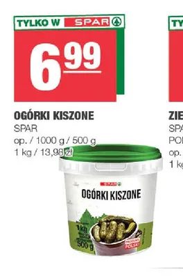 Ogórki kiszone Spar promocja w SPAR