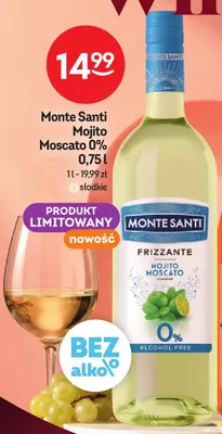 Wino bezalkoholowe Monte Santi Mojito Moscato promocja w Żabka