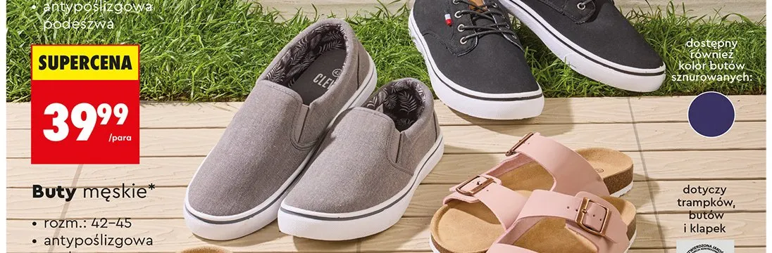Buty męskie CLEVÉ rozm.: 42-45 antypoślizgowa podeszwa promocja w Biedronka
