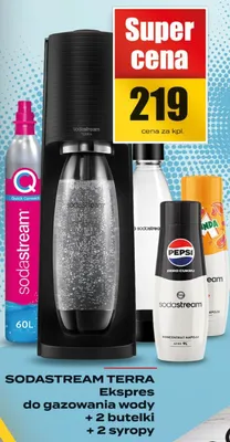Urządzenie do gazowania wody Terra z 2 butelki + 2 syropy promocja w Supeco