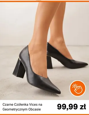 Czarne czółenka Vices na geometrycznym obcasie promocja w Born2be