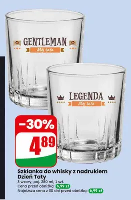 Szklanka do whisky z nadrukiem Dzień Taty 280 ml promocja w Dino