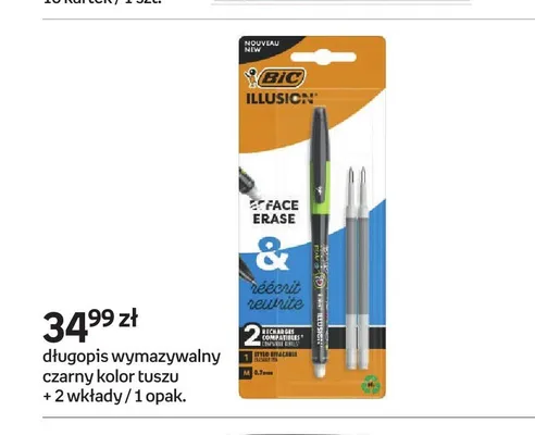 Długopis wymazywalny czarny BIC Illusion promocja w Empik