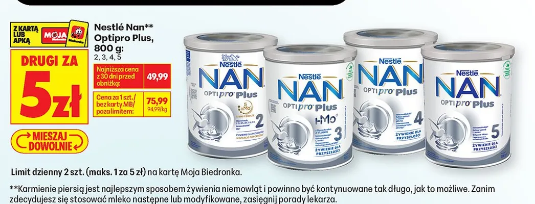 Mleko modyfikowane Nestlé NAN Optipro Plus 2 promocja w Biedronka
