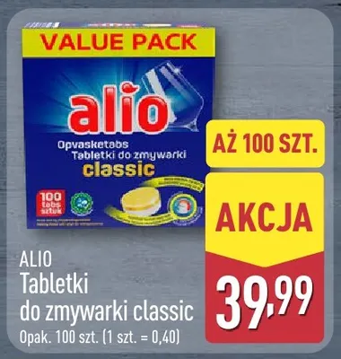 Tabletki do zmywarki classic Alio promocja w Aldi