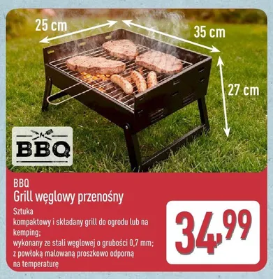 Grill węglowy przenośny BBQ promocja w Aldi