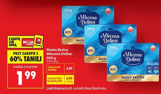 Masło Ekstra Mleczna Dolina, 200 g promocja w Biedronka