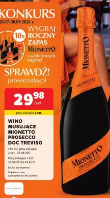 Wino musujące Mionetto Prosecco DOC Treviso promocja w Stokrotka
