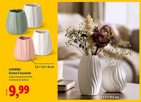 Zestaw 2 wazonów z glazurowanej kamionki promocja w Lidl