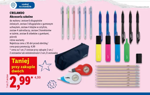 Zestaw 8 ołówków z gumkami Crelando promocja w Lidl