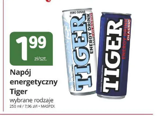 Napój energetyczny Tiger Zero Sugar promocja w Marketvita