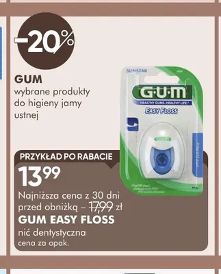 Nić dentystyczna Easy Floss GUM promocja w Super-Pharm