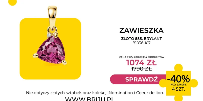 Zawieszka złoto 585 brylant Briju B1036-107 promocja w Briju
