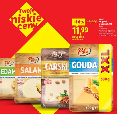 Ser gouda plastry Pilos promocja w Lidl