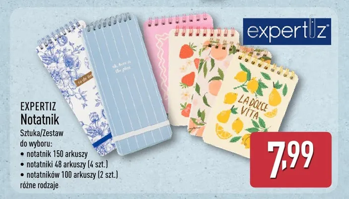Notatnik 150 arkuszy Expertiz promocja w Aldi