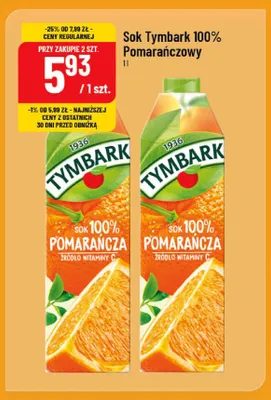 Sok Tymbark Pomarańczowy 100% promocja w POLOmarket